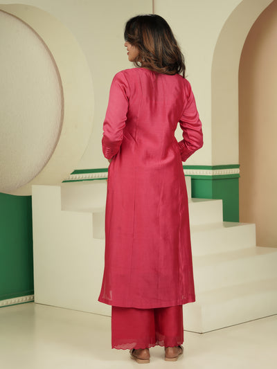 Pink Tuck Chanderi Elegance