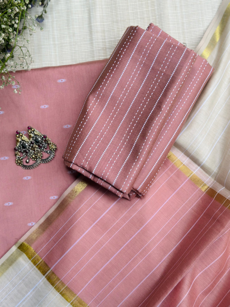 Meenakshi Rose Silk Suit - Unstitched