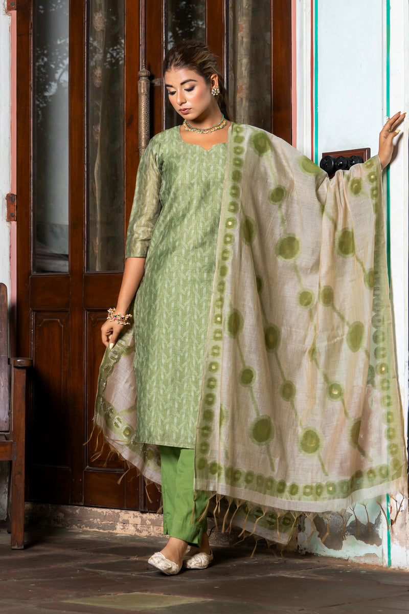 Green Diamond Chanderi Kurta Set