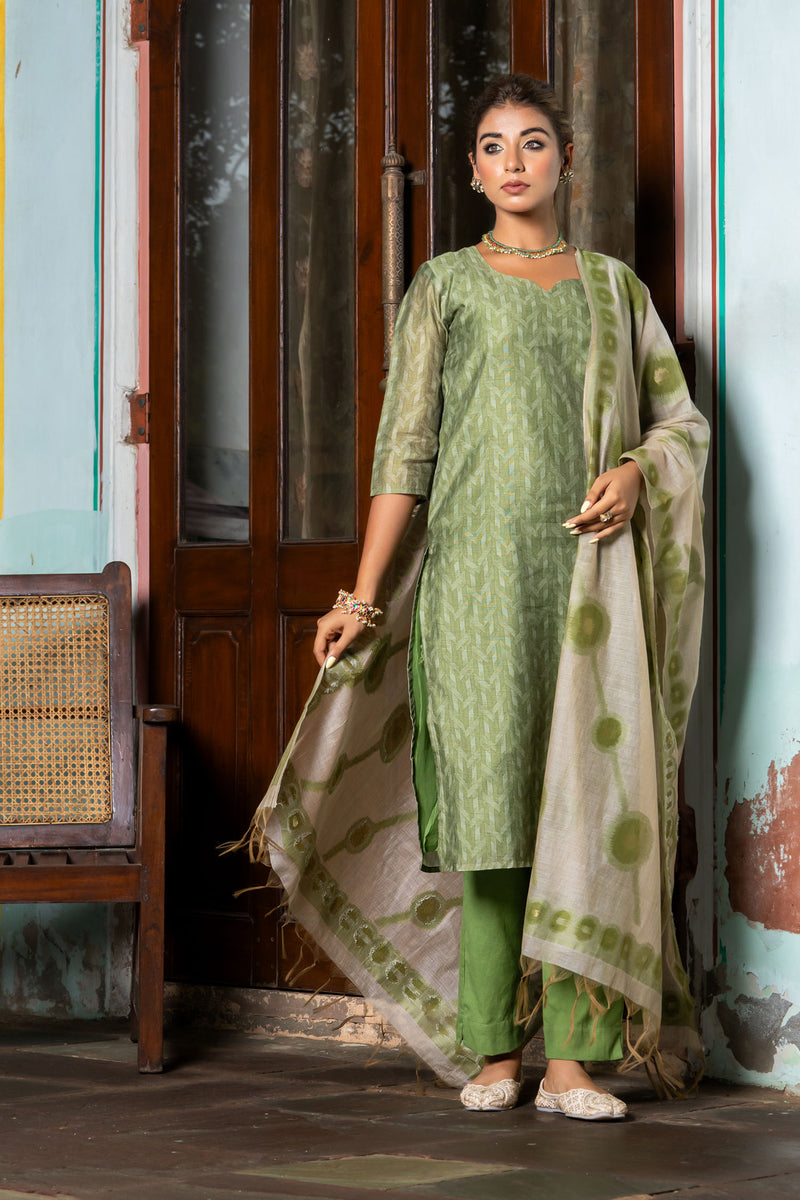 Green Diamond Chanderi Kurta Set