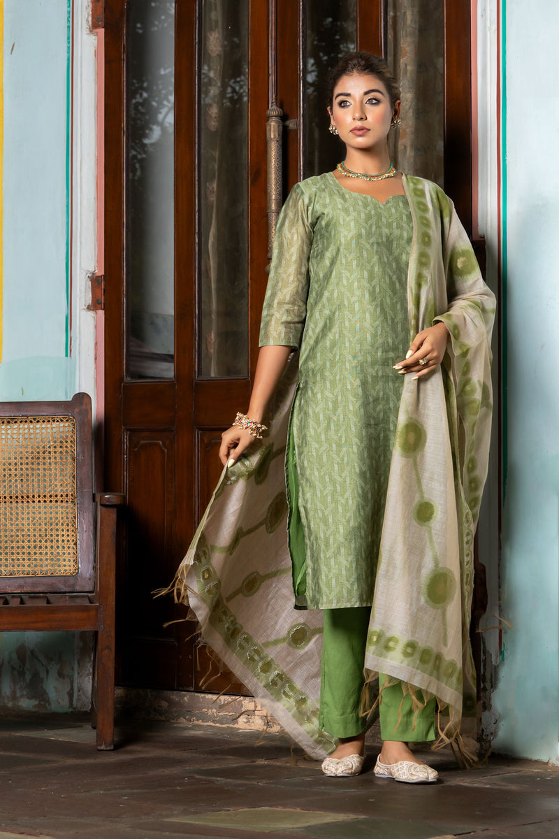 Green Diamond Chanderi Kurta Set