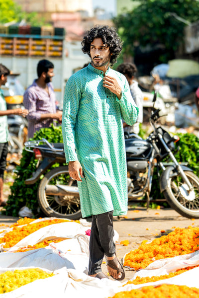 Pastel Blue Honey Comb Kurta