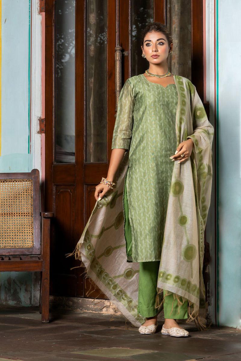 Green Diamond Chanderi Kurta Set