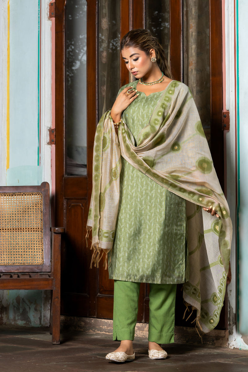 Green Diamond Chanderi Kurta Set