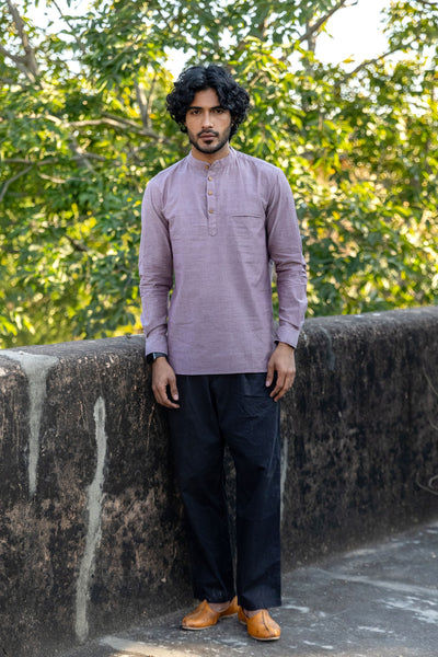 Grey Cotton Short Kurta