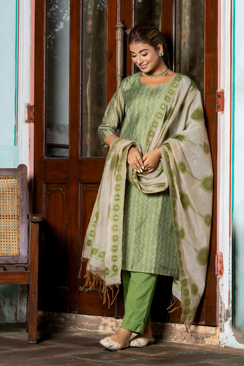 Green Diamond Chanderi Kurta Set