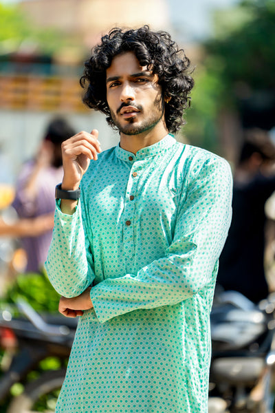 Pastel Blue Honey Comb Kurta