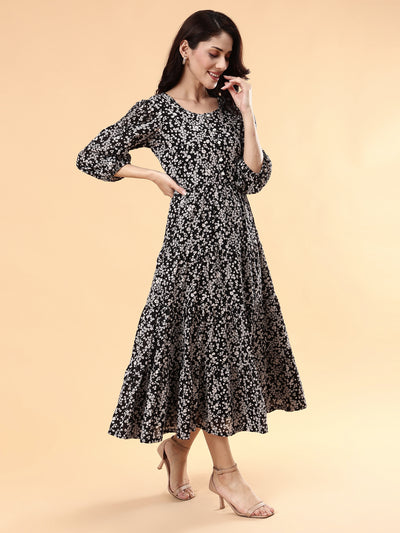 Audrey- Black and white printed dress