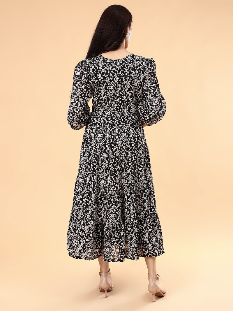 Audrey- Black and white printed dress