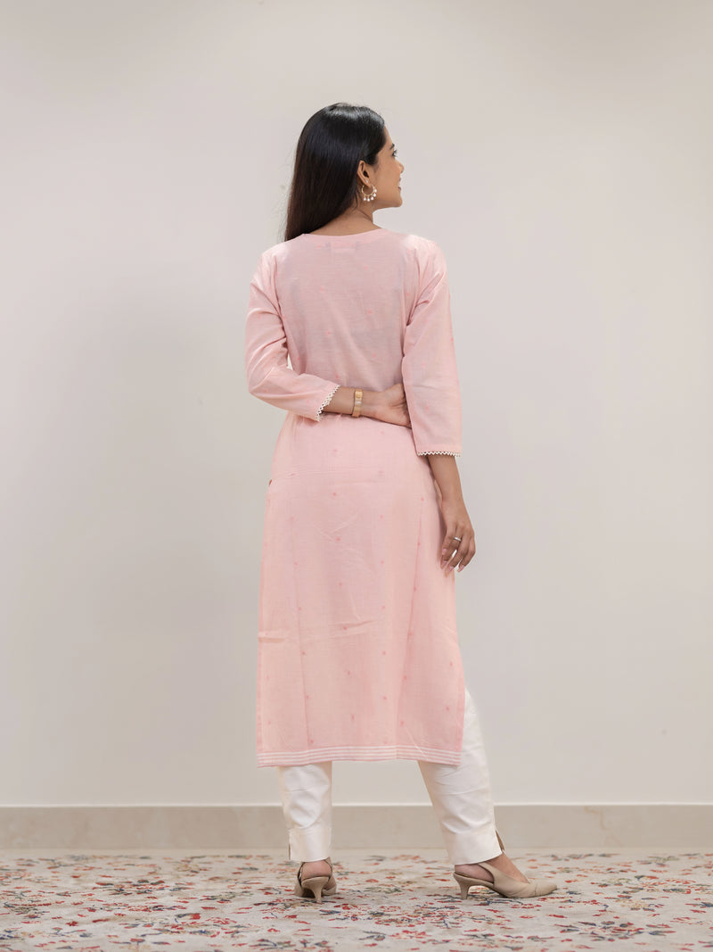 Peach Petal Handloom Kurta