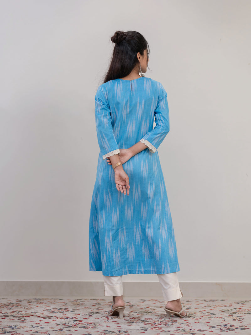 Aqua Berry Ikat A-Line Kurta