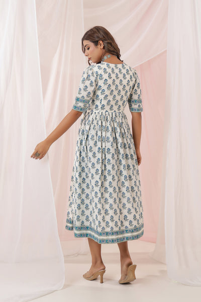 White Blue Buti Nyra Dress