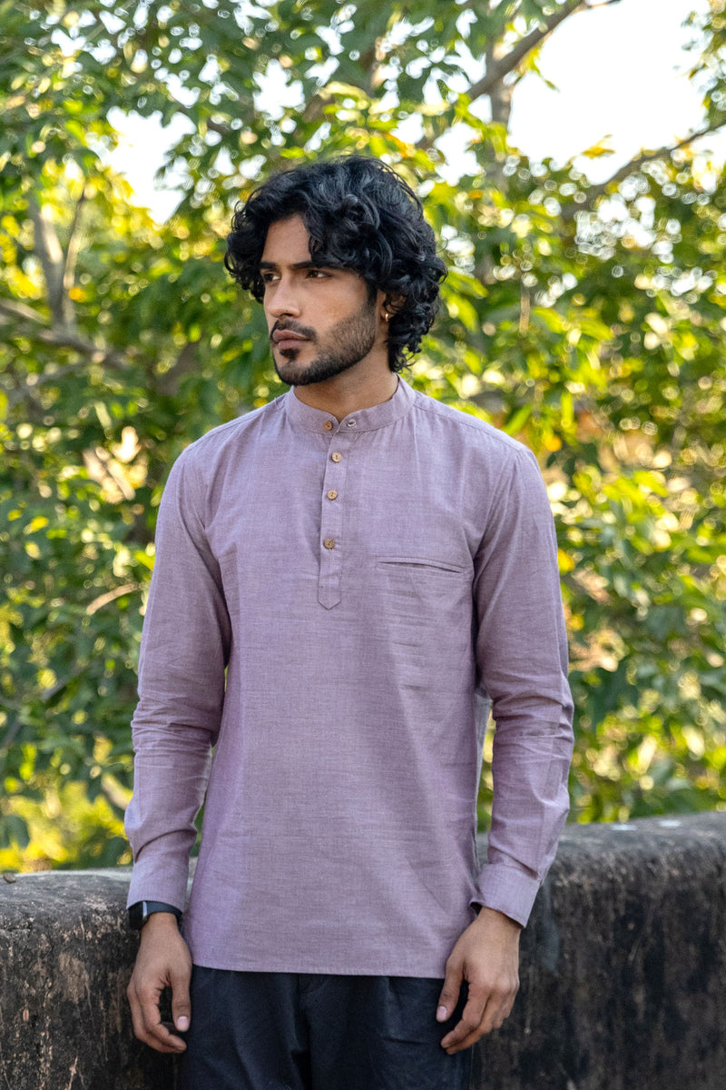 Grey Cotton Short Kurta