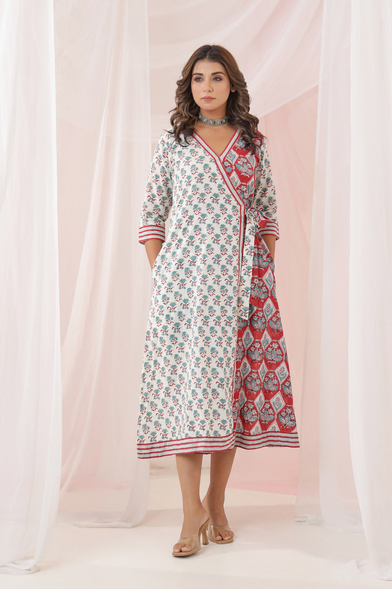 Red Wrap Angrakha Dress