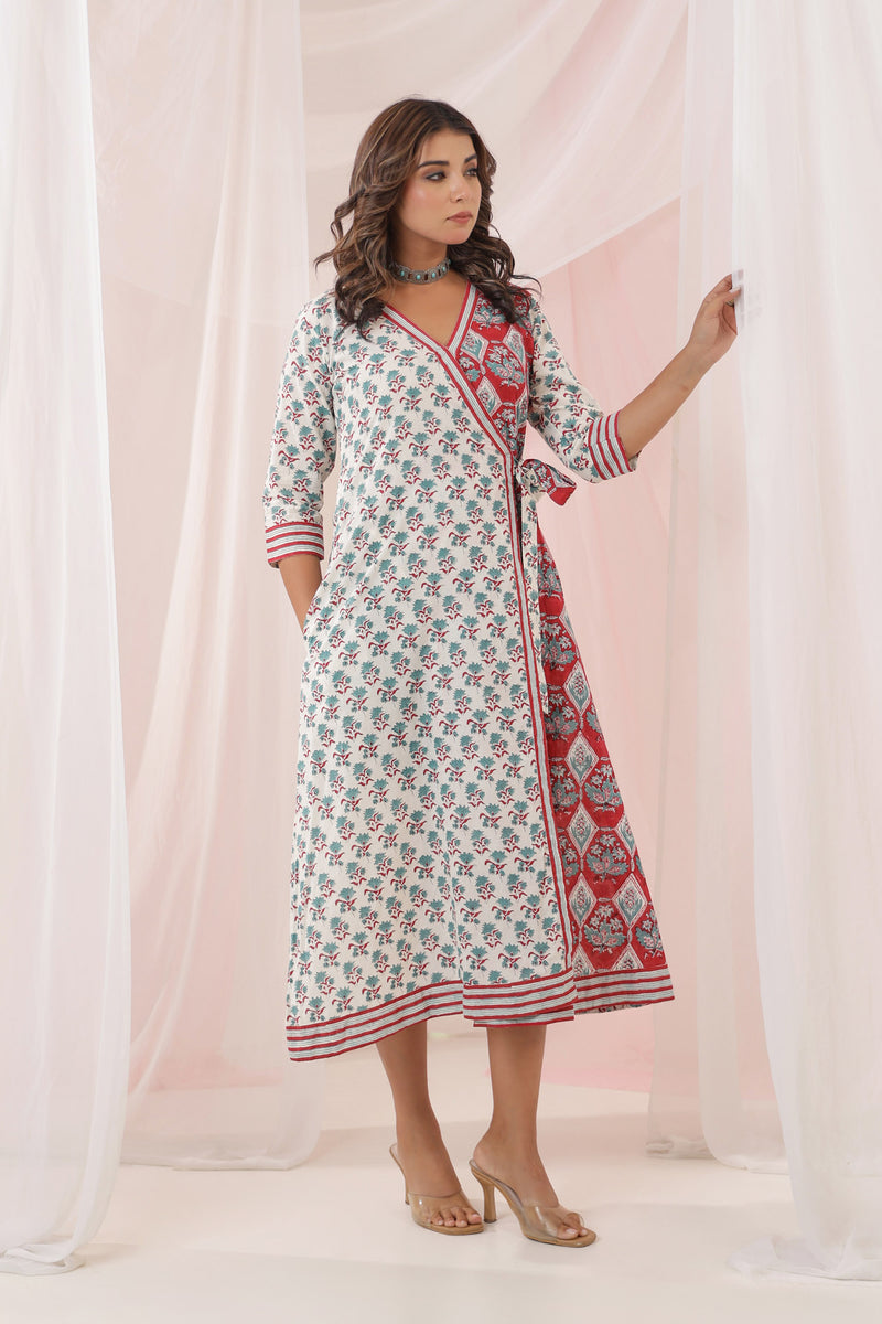 Red Wrap Angrakha Dress