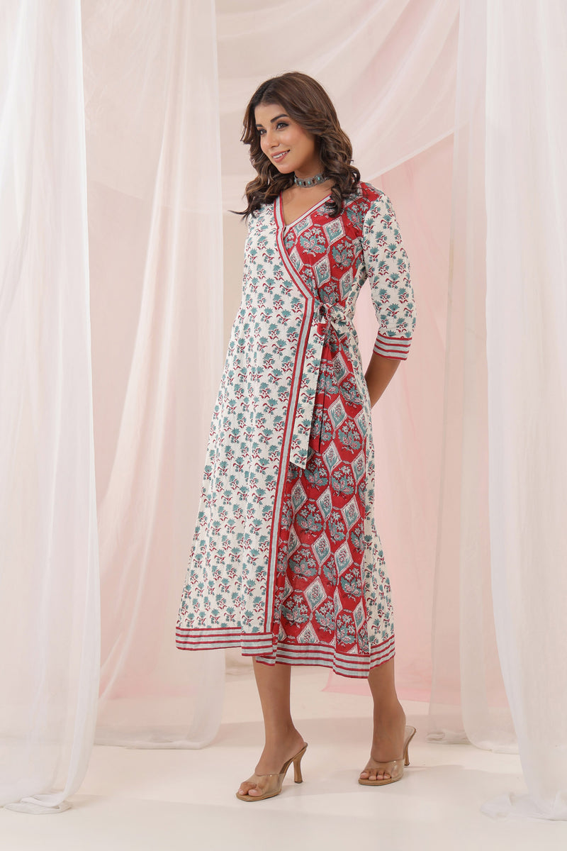 Red Wrap Angrakha Dress