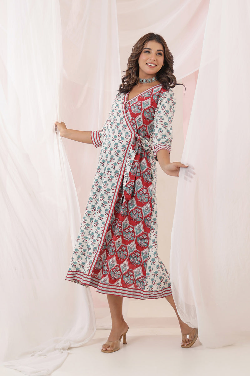 Red Wrap Angrakha Dress