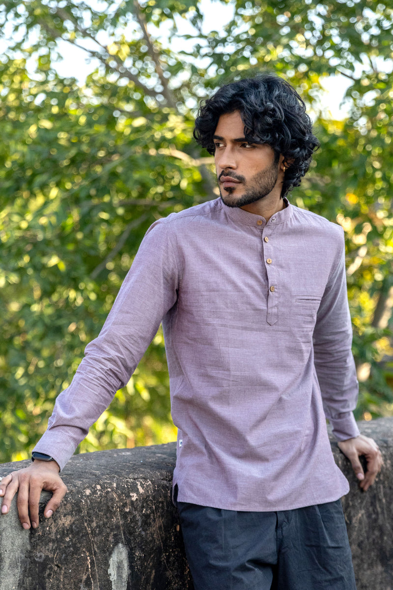 Grey Cotton Short Kurta