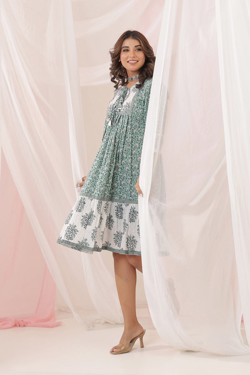 Turquoise Floral Midi Dress