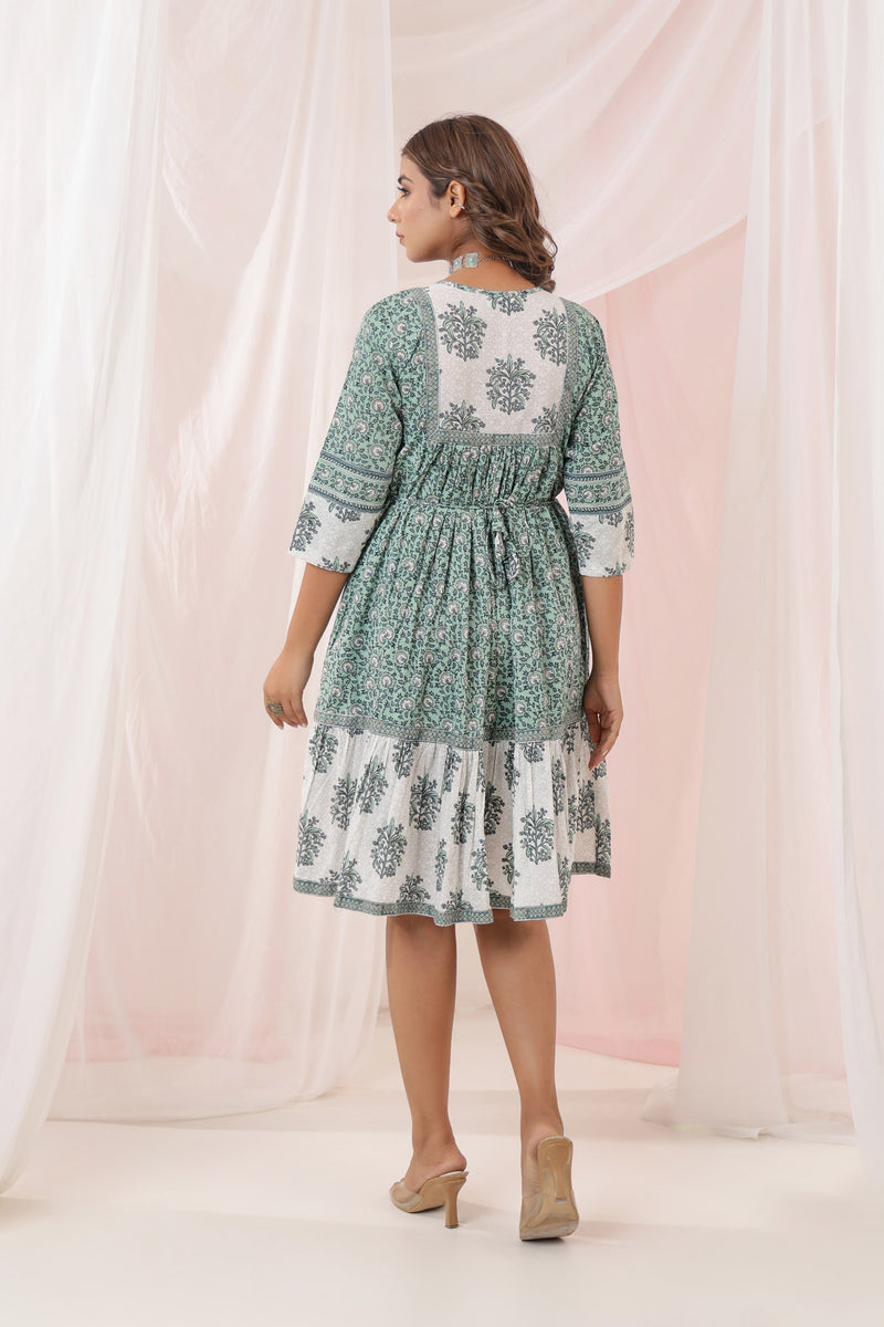 Turquoise Floral Midi Dress