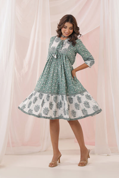 Turquoise Floral Midi Dress