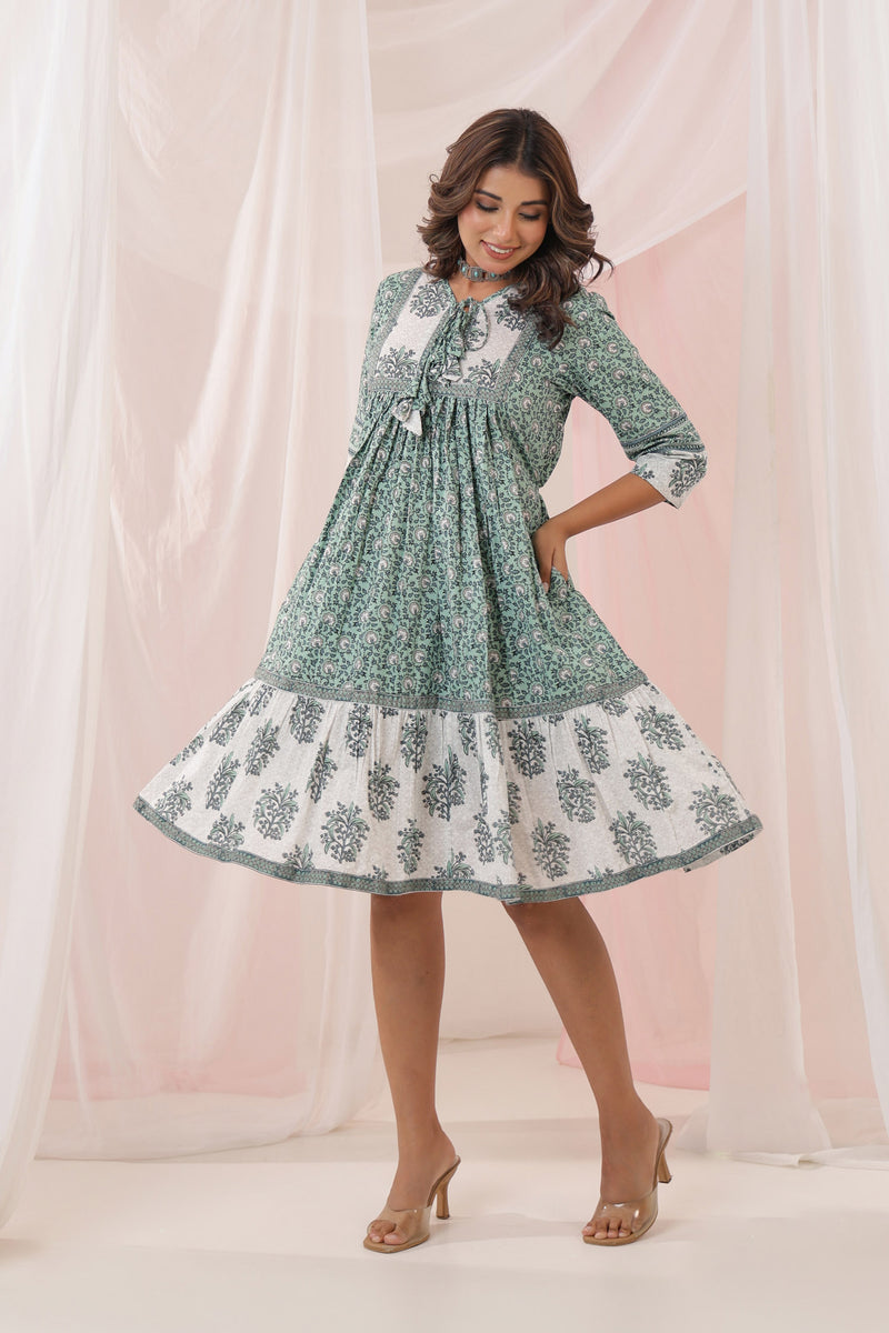Turquoise Floral Midi Dress