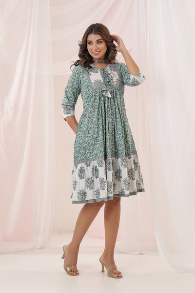 Turquoise Floral Midi Dress
