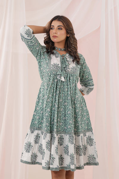 Turquoise Floral Midi Dress