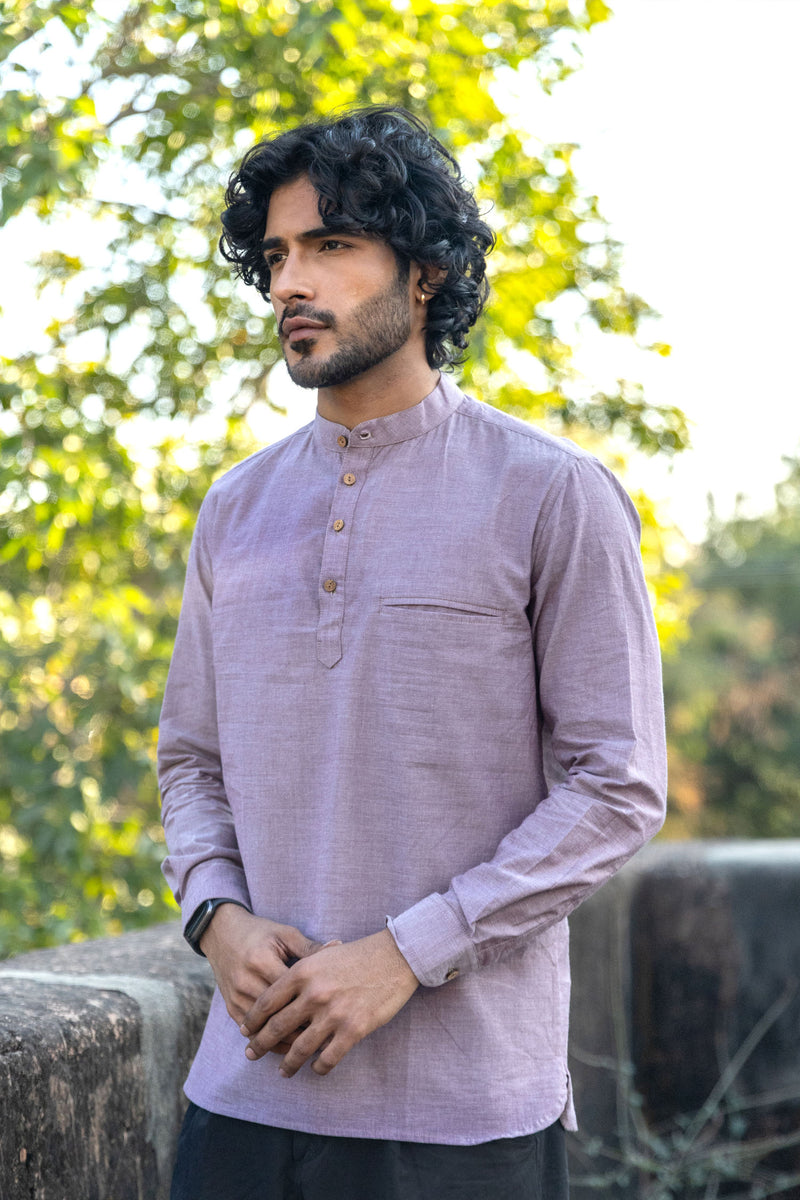 Grey Cotton Short Kurta