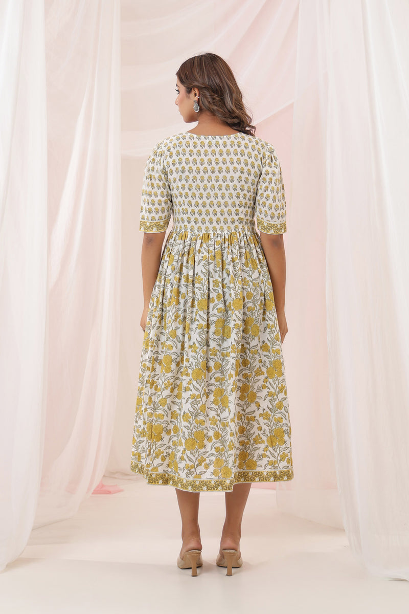 White Yellow Buti Nyra Dress