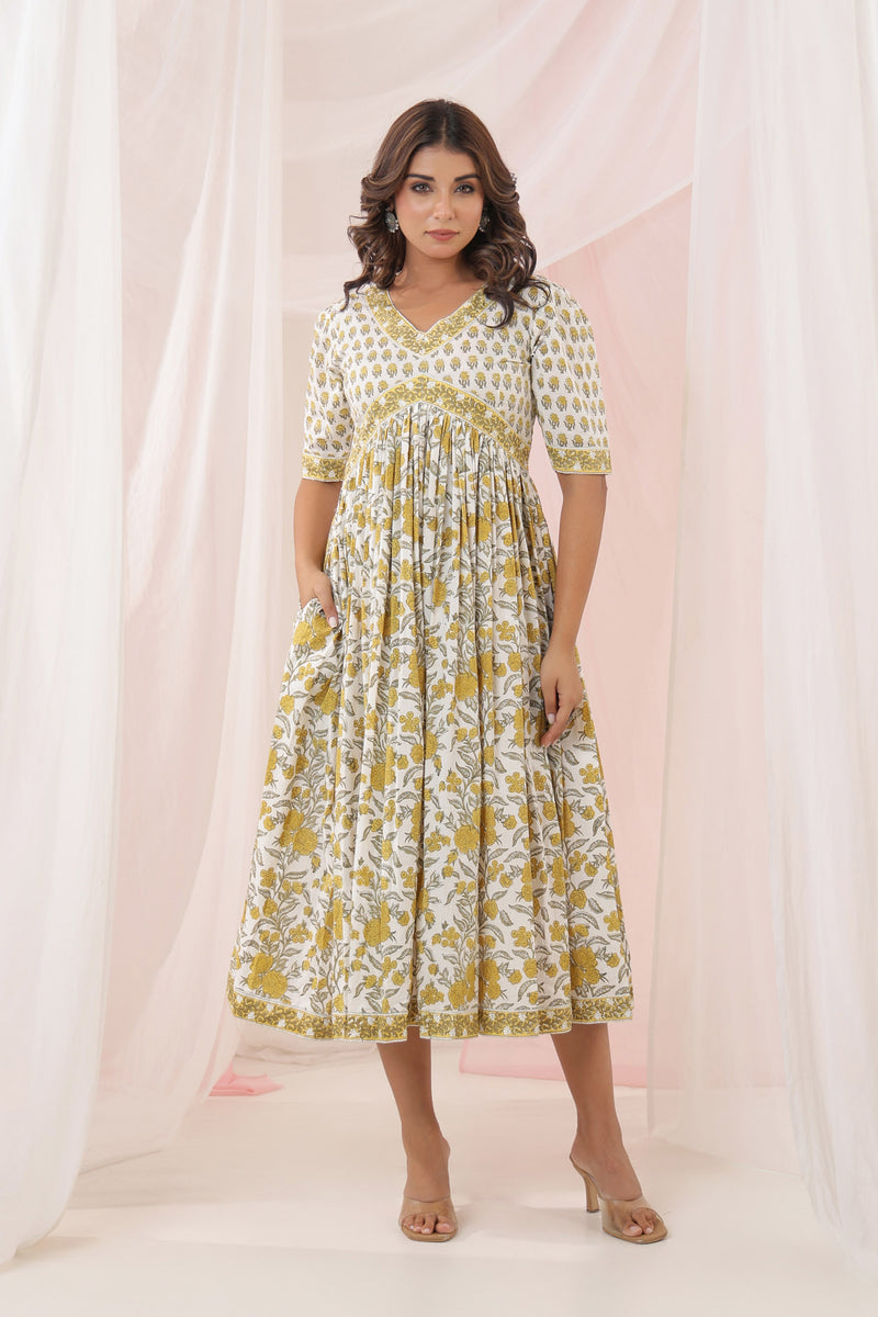 White Yellow Buti Nyra Dress