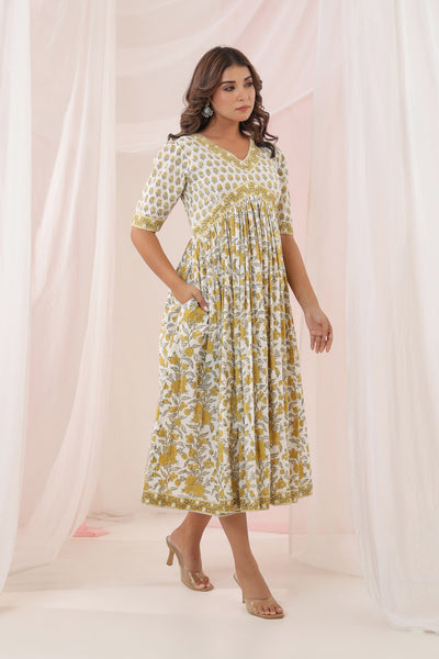 White Yellow Buti Nyra Dress