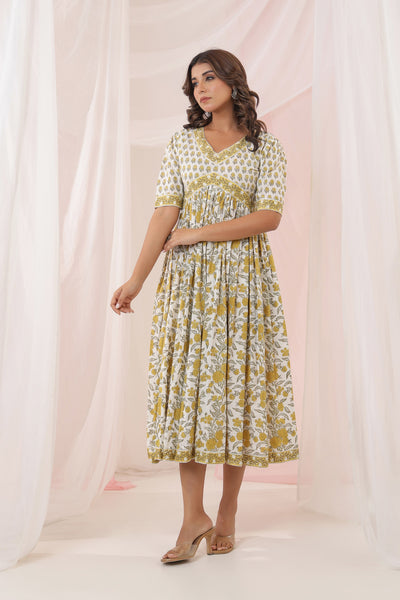 White Yellow Buti Nyra Dress