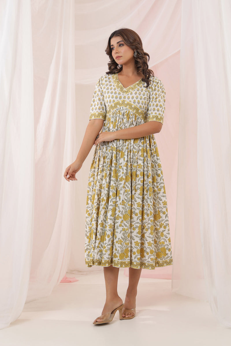 White Yellow Buti Nyra Dress