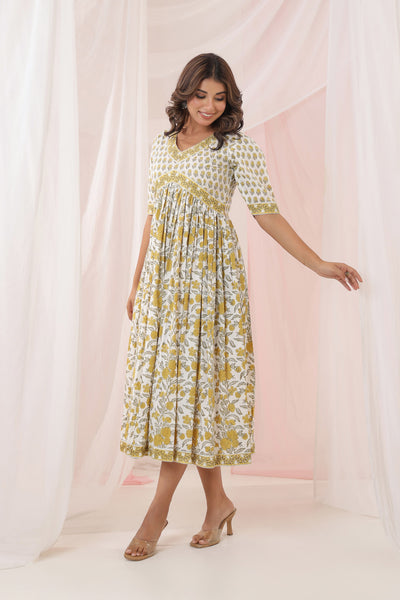 White Yellow Buti Nyra Dress