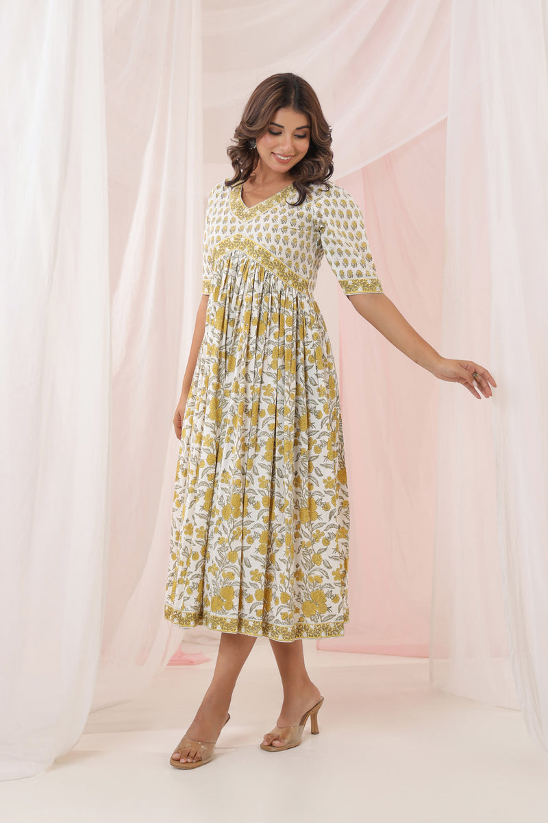White Yellow Buti Nyra Dress