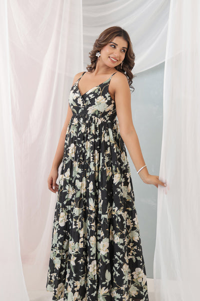 Black Floral FS Dress