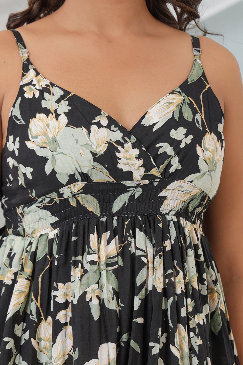 Black Floral FS Dress