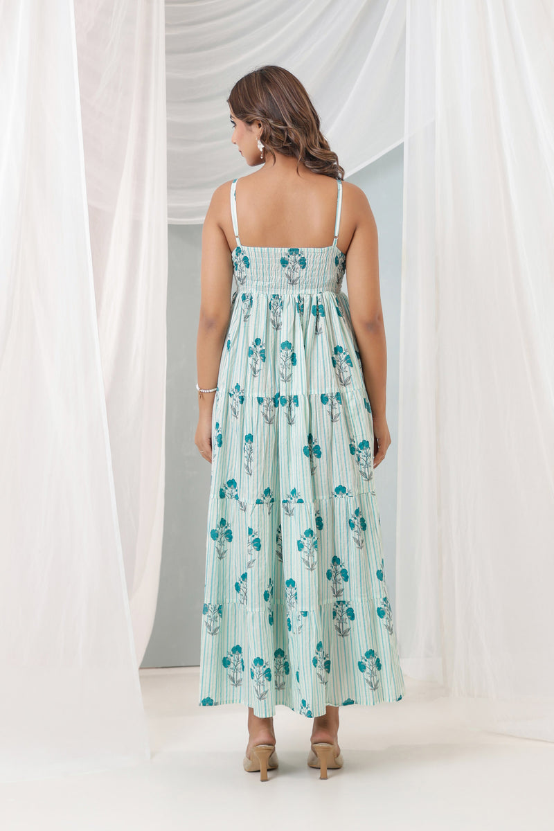 Turquoise stripes Mughal FS Dress