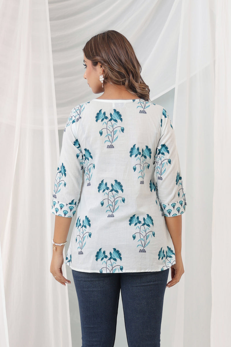 Blue Mughal Jacket Short Kurta