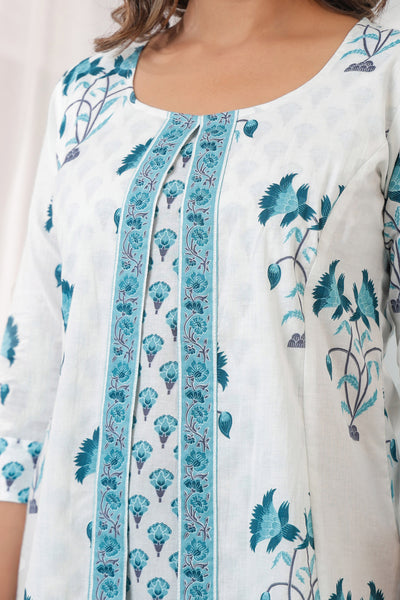 Blue Mughal Jacket Short Kurta
