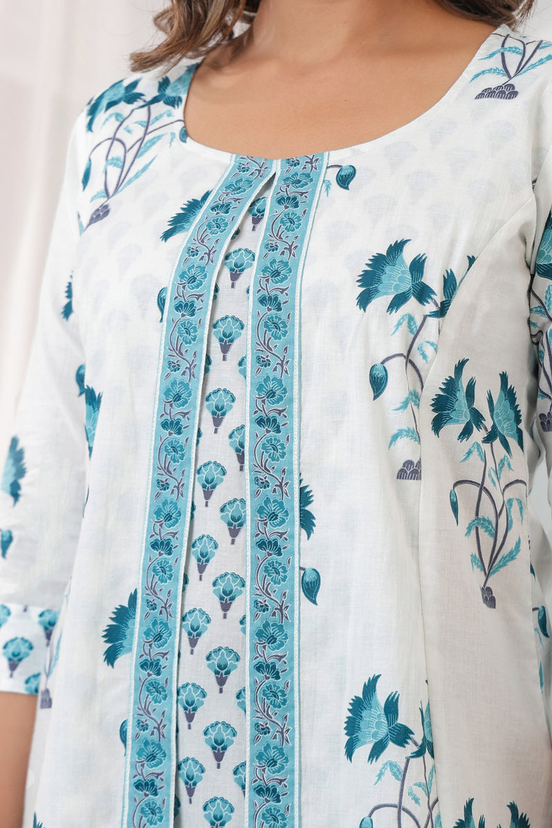 Blue Mughal Jacket Short Kurta