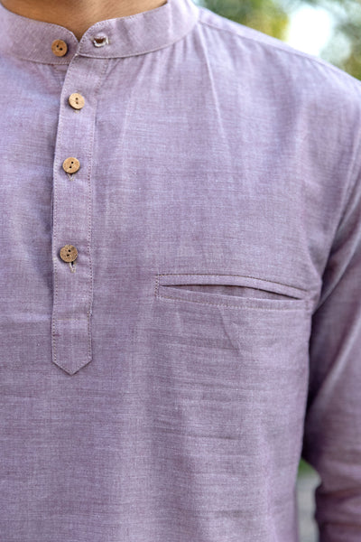 Grey Cotton Short Kurta