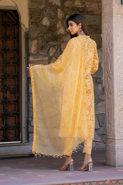 Yellow Buti Persian Kurta Set