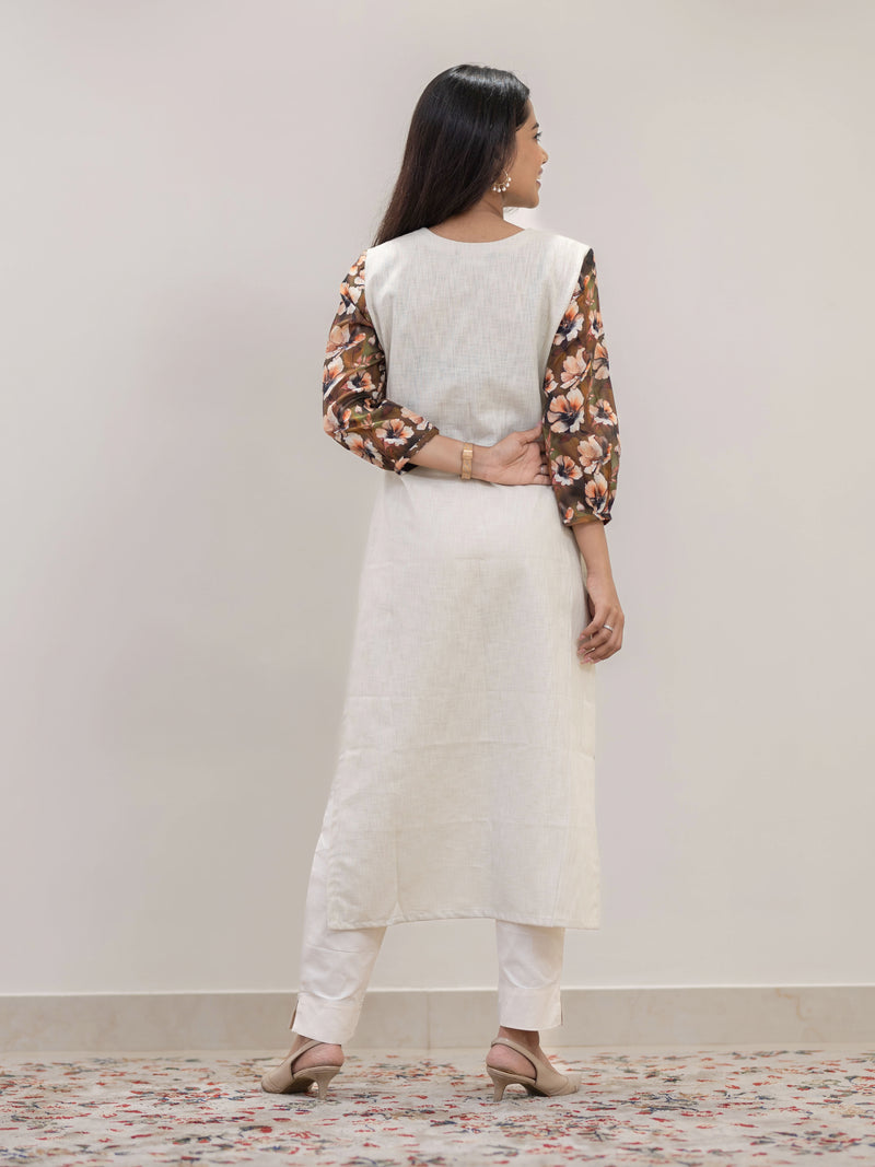 Almond Hand Embroidered Kurta