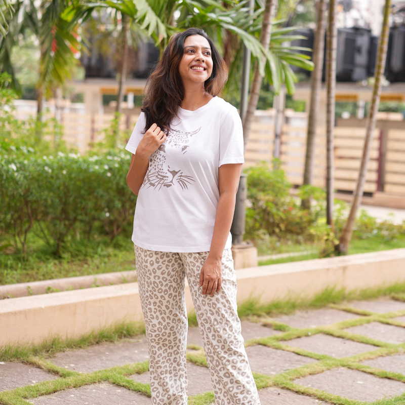 WILD BEIGE COTTON TEEJAMAS