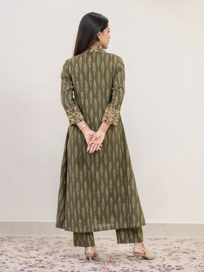 Matcha Handwoven A-Line Ikat Co-ord set