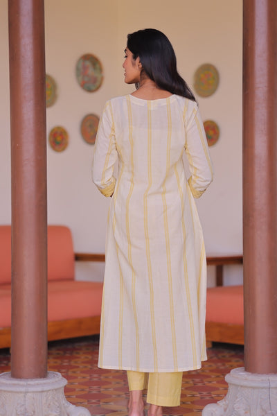 Sunbeam Stripes Handllom A-Line Kurta Set