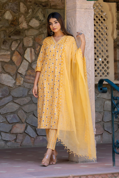 Yellow Buti Persian Kurta Set