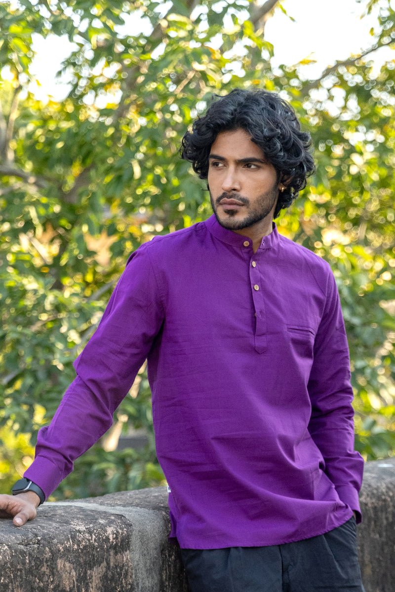 Purple Cotton Short Kurta